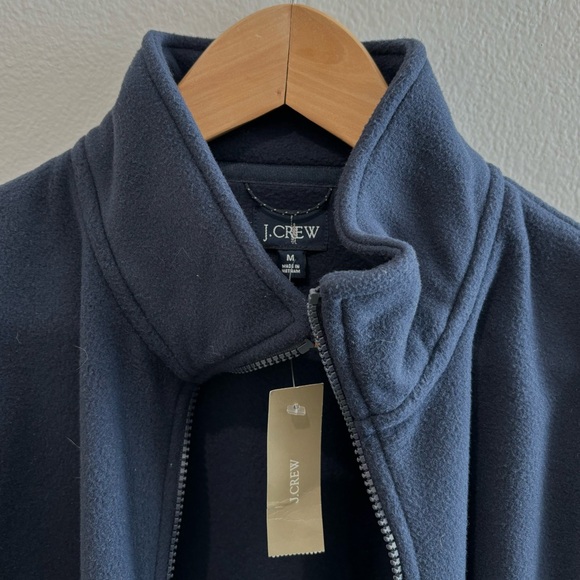 J. Crew navy blue fleece zip up jacket, medium - Picture 2 of 4